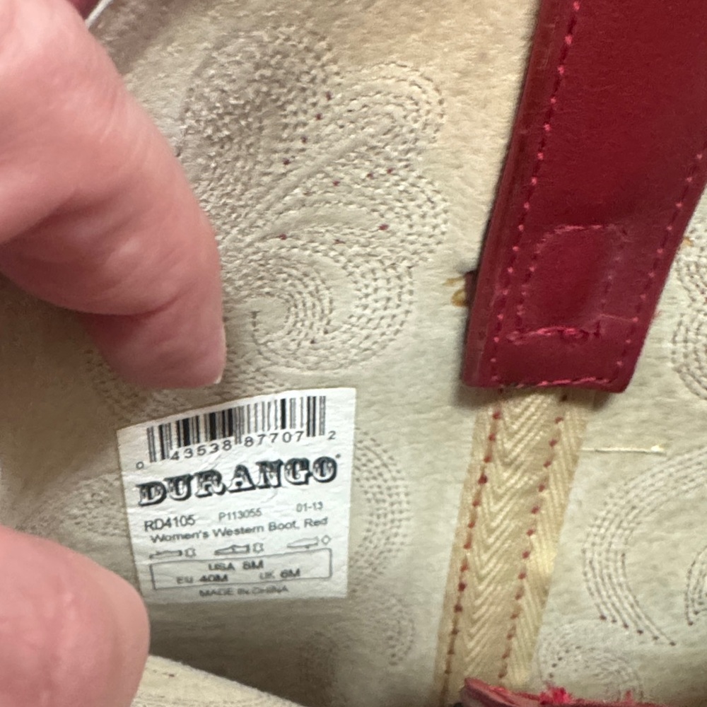 Durango Red Western Boots size 8 - Picture 8 of 9